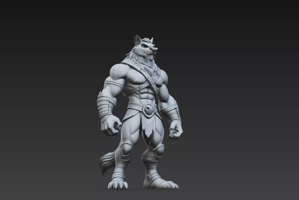 Anthropomorphic Wolf Warrior Fantasy Character 3D print model