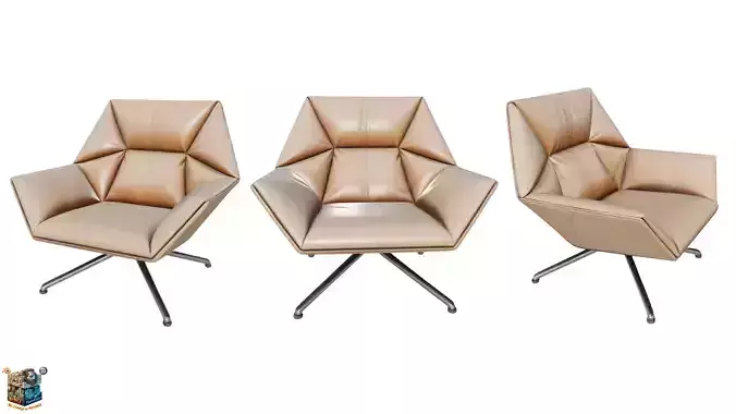 Japanese Origami Inspired Angular Folded Leather Chair Premium
