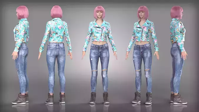 Butterfly Print Jacket and Ripped Jeans Outfit with Sport Wedges