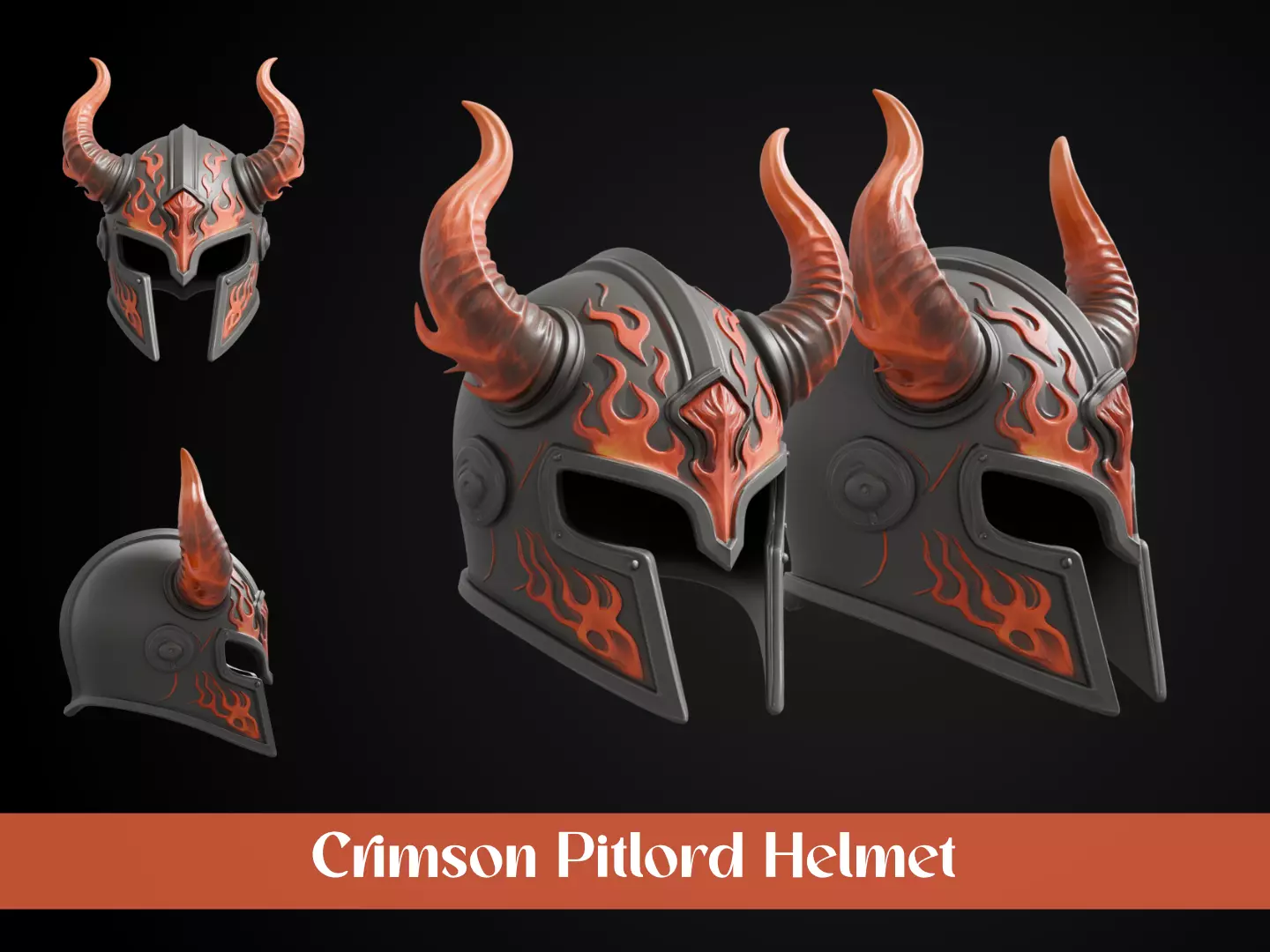 Stylized Inferno Helmet - Crimson Pitlord Free 3D print model