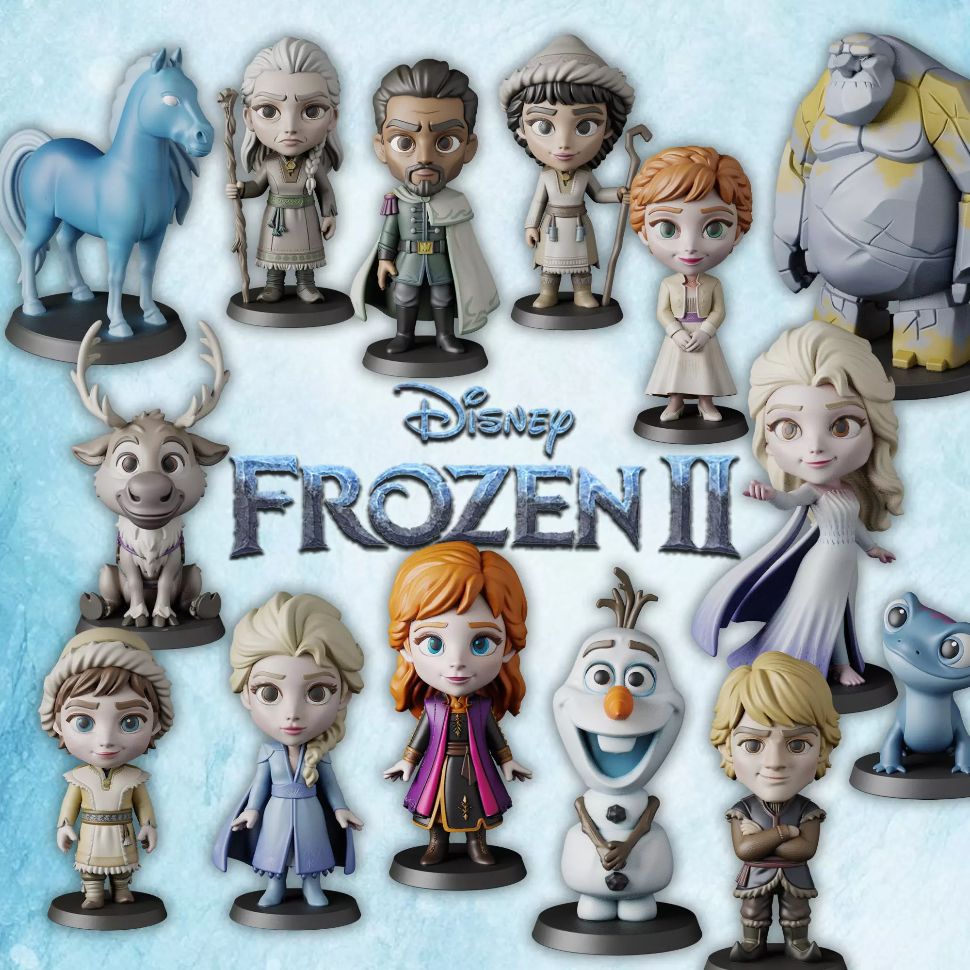 STL printable - Frozen 2 - textured GLBs 3D print model