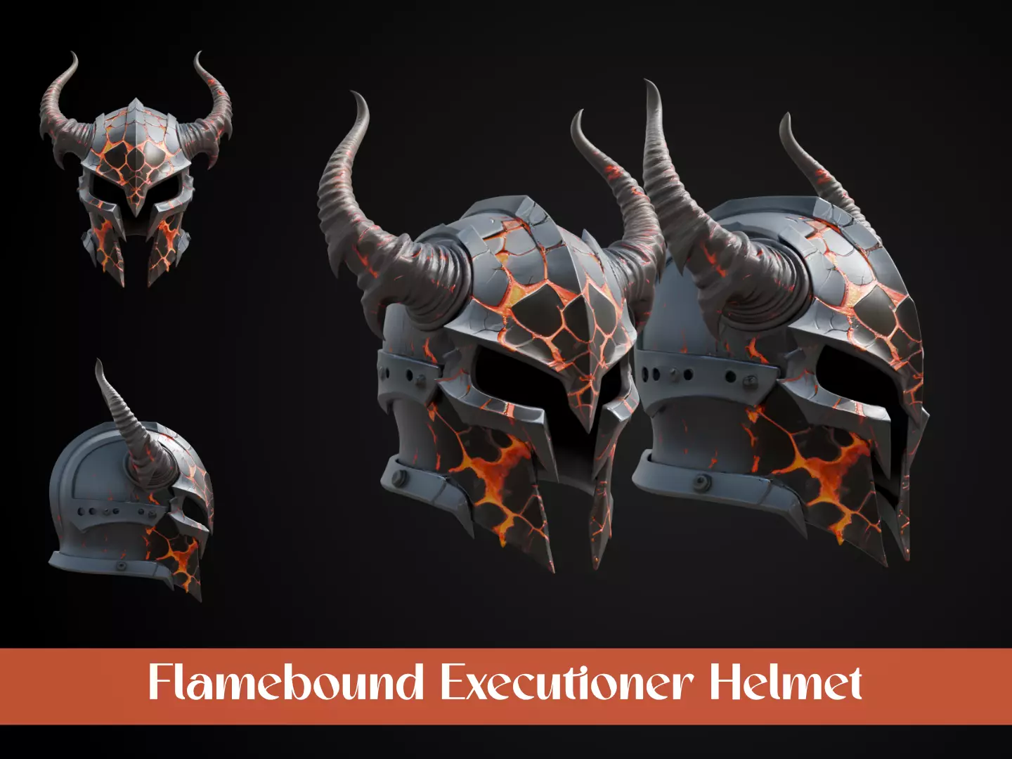 Stylized Inferno Helmet - Flamebound Executioner 3D print model