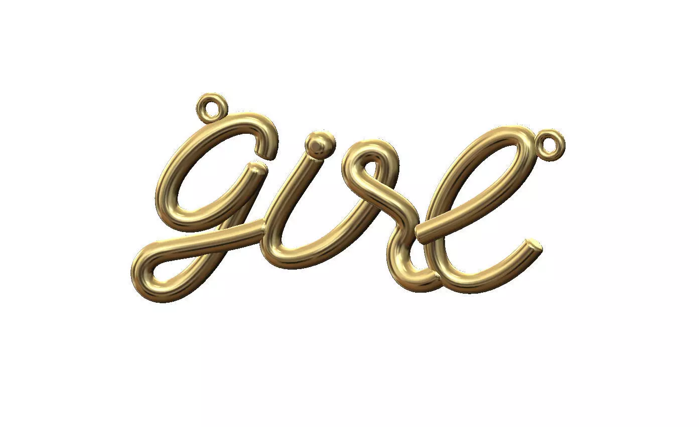 Girl name 3d letters wire pendant and charm 3D print model