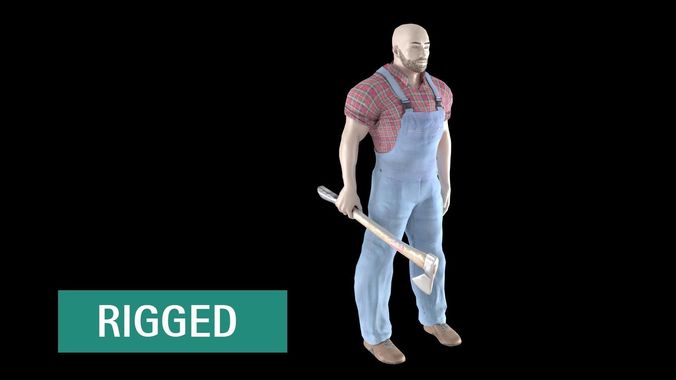 AS LumberJack with Ax - RIGGED  Low-poly 3D model