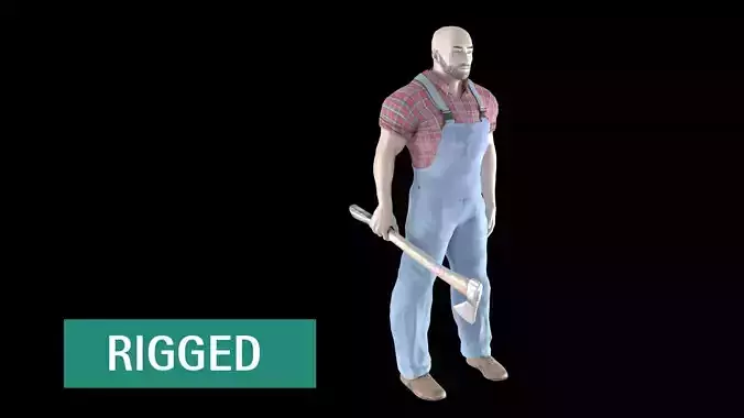 AS LumberJack with Ax - RIGGED  Low-poly 3D model