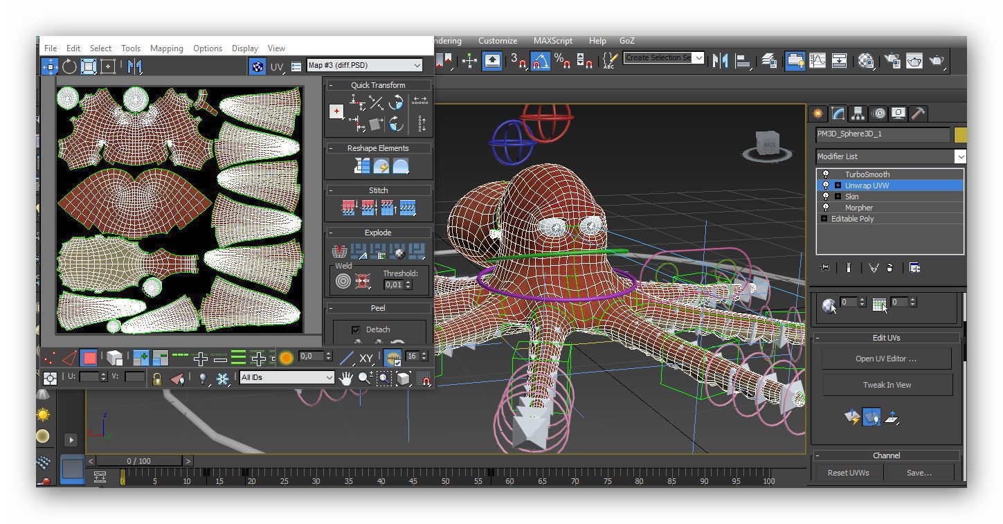 cartoon Octopus  Low-poly 3D model_11