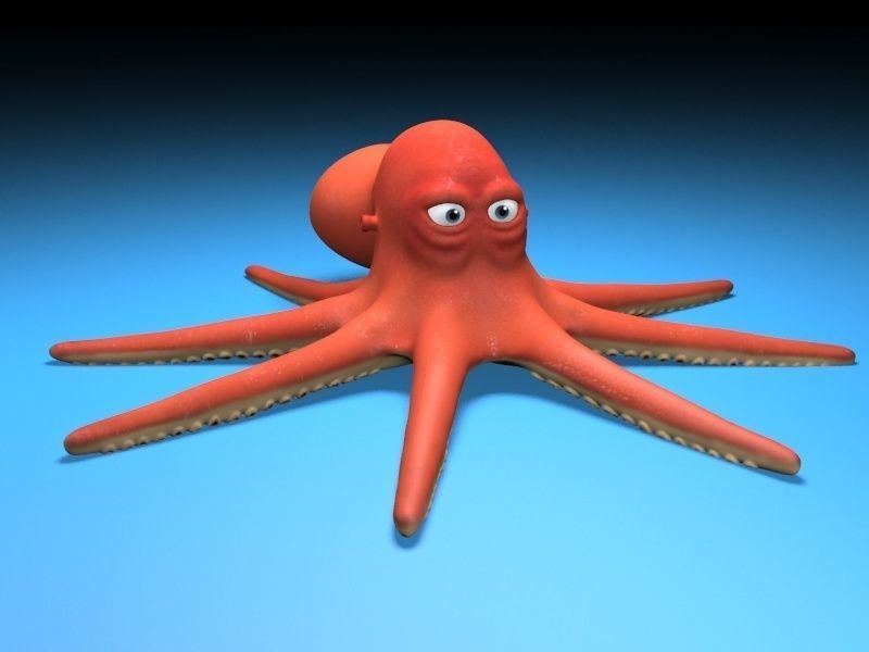 cartoon Octopus  Low-poly 3D model_1