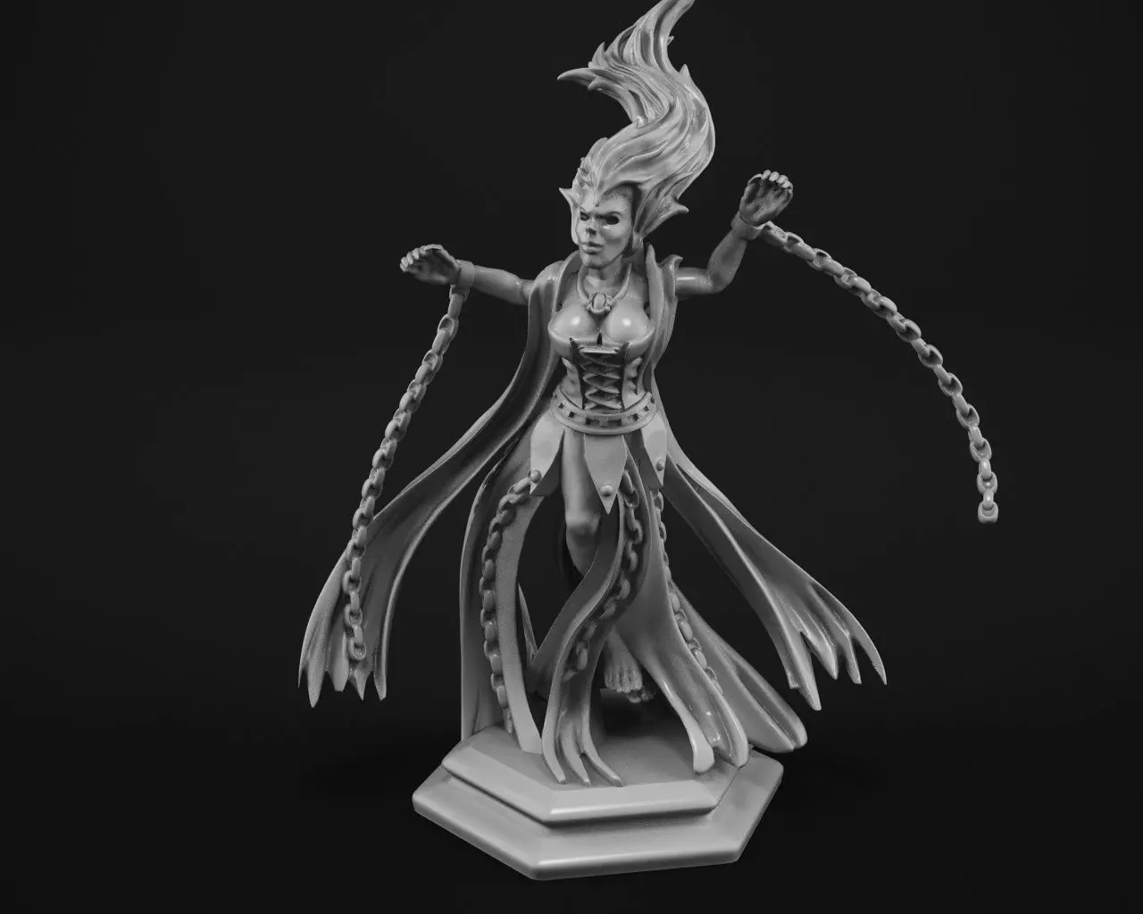 Banshee statue of woman holding sword 3D print model_0