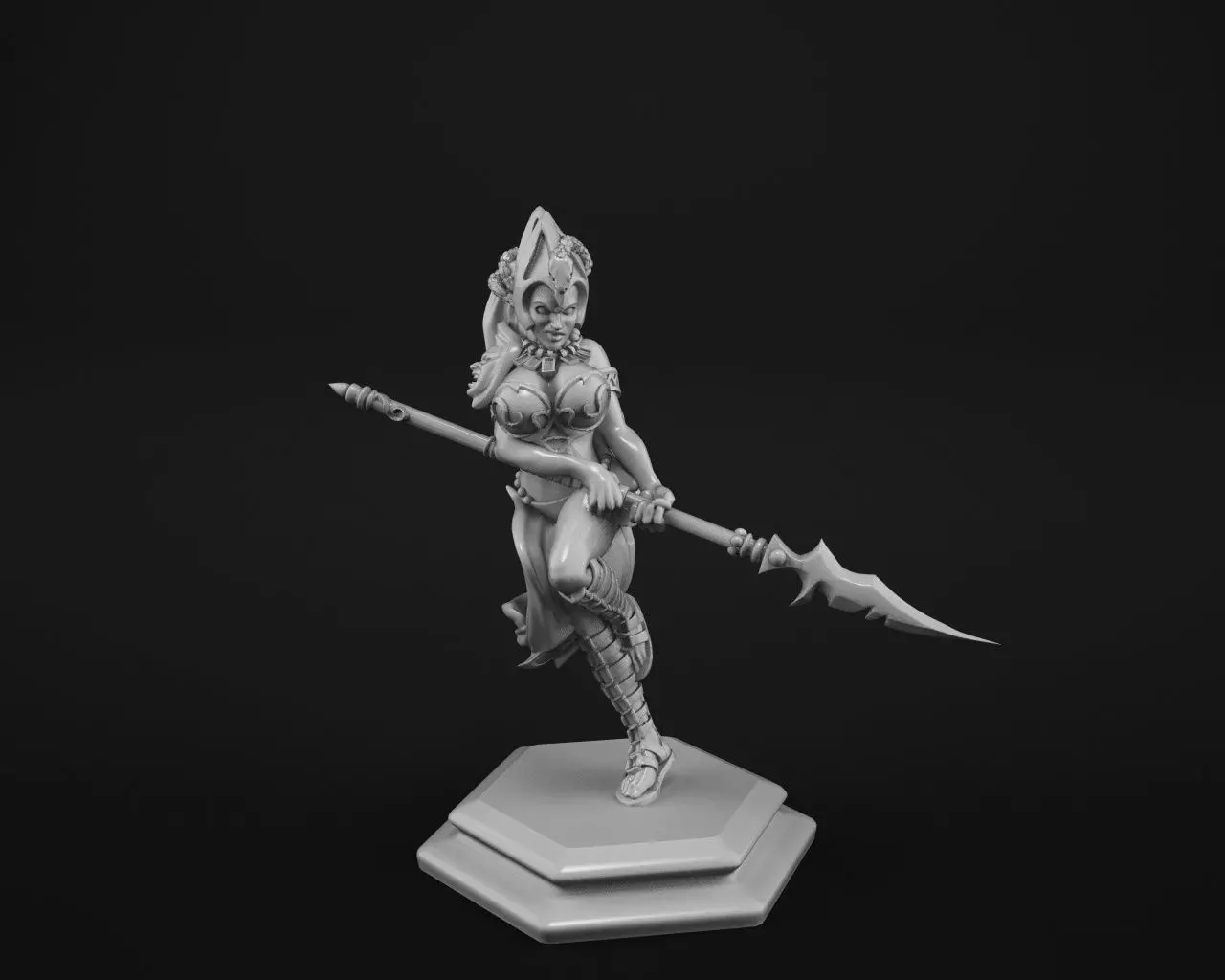 Lancer statue of woman holding sword 3D print model_0
