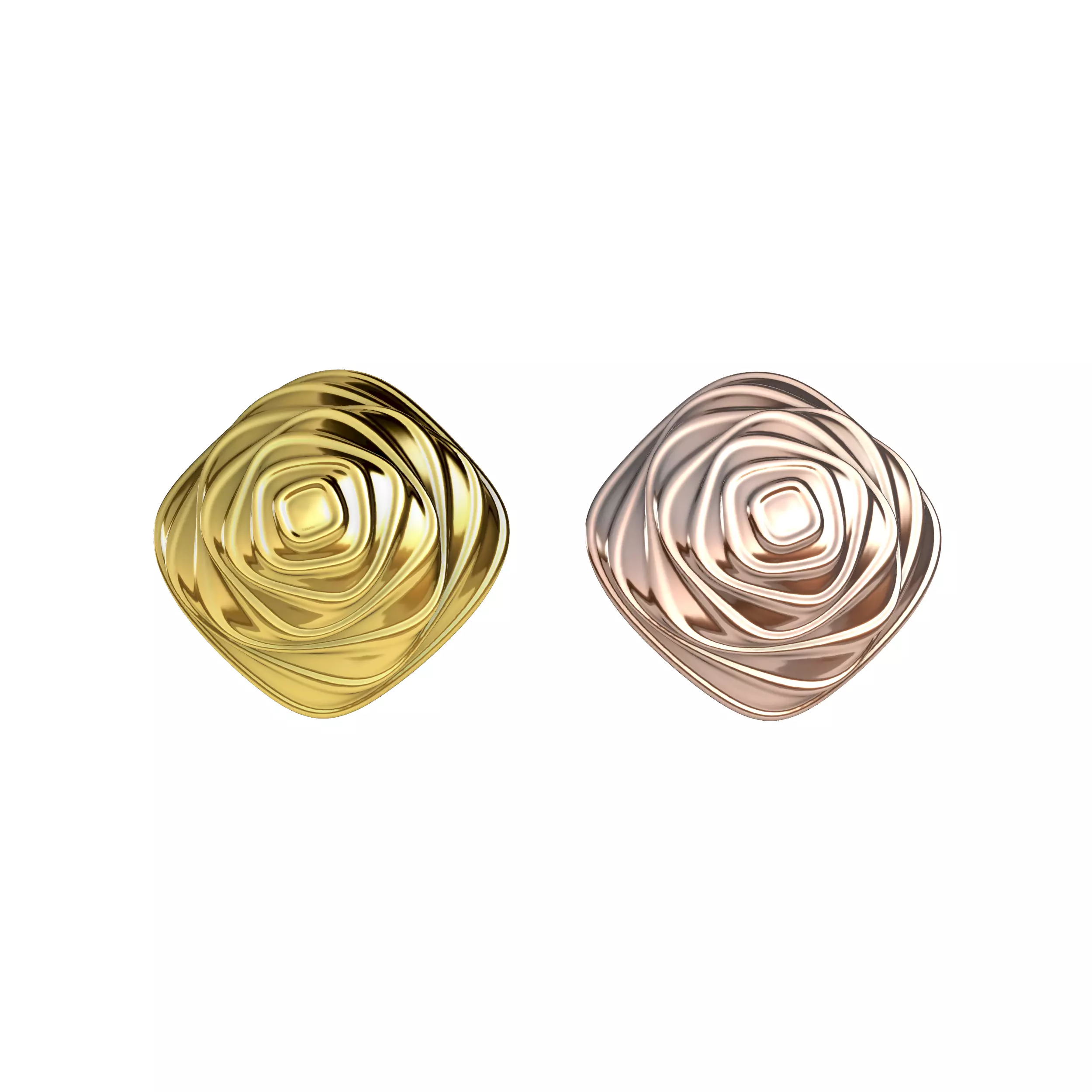 Folded Rose Ribbon Earrings 3D print model