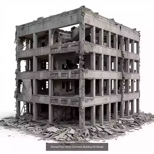 Ruined and Industrial City Buildings Collection 3D Assets 3D Model Pack 2