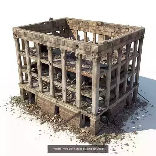 Ruined and Industrial City Buildings Collection 3D Assets 3D Model Pack 4
