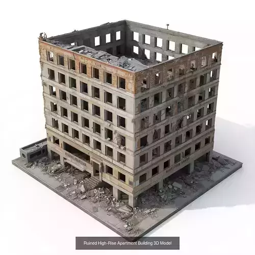 Ruined and Industrial City Buildings Collection 3D Assets 3D Model Pack 7