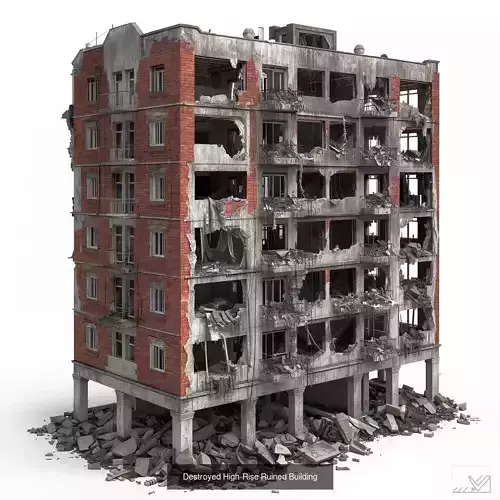 Ruined and Industrial City Buildings Collection 3D Assets 3D Model Pack 6