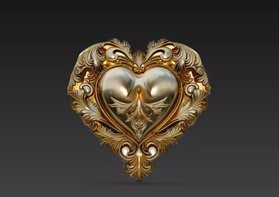 Sacred Dove Heart Ornament Decorative Sculpture 3D print model