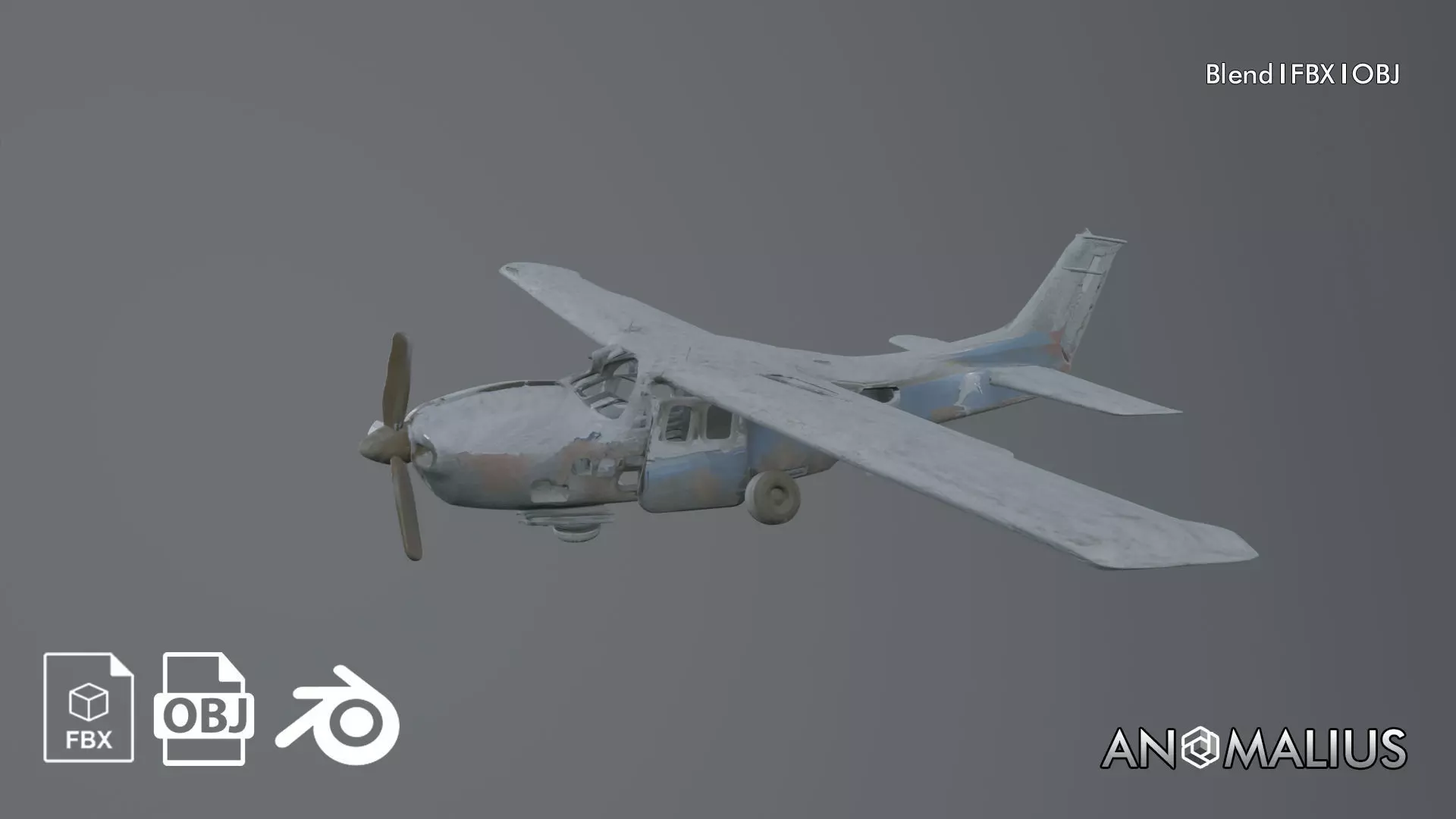 destroyed airplane prop 3D model