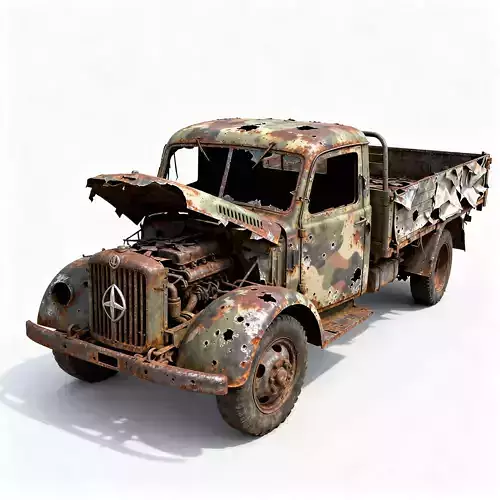 WWII German Opel Blitz Truck Wreck 3D Model 3D Model