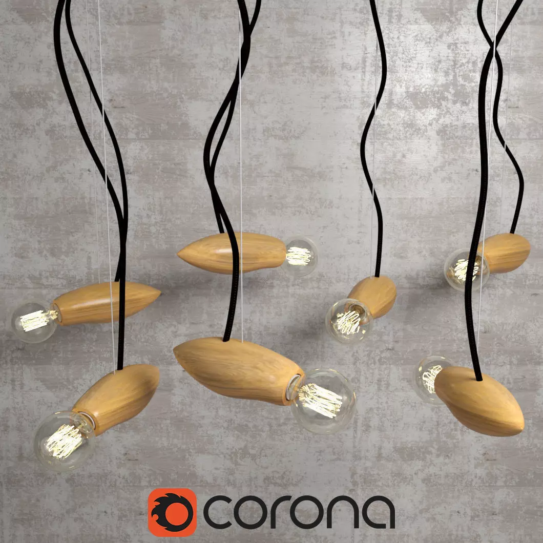 Wooden Bee Lamp 3D model_0