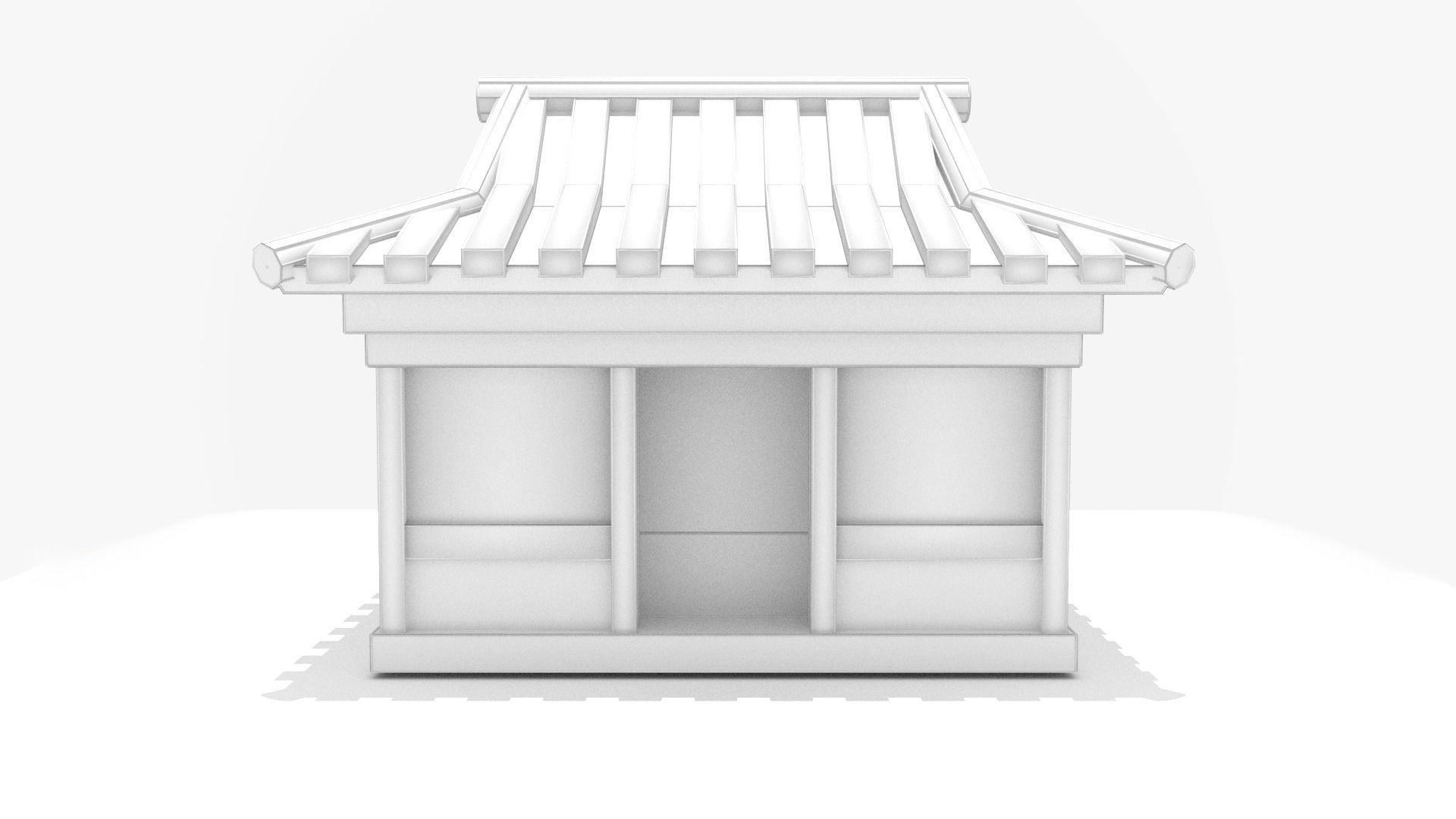 Chinese Old House Low-poly 3D model_6