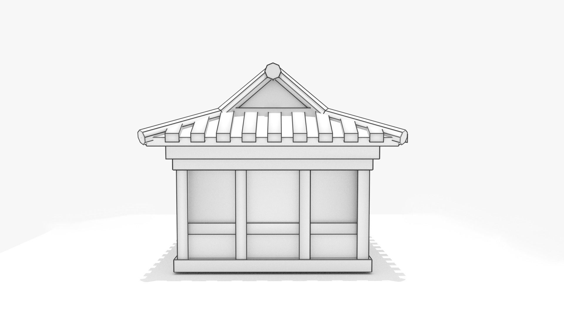 Chinese Old House Low-poly 3D model_8