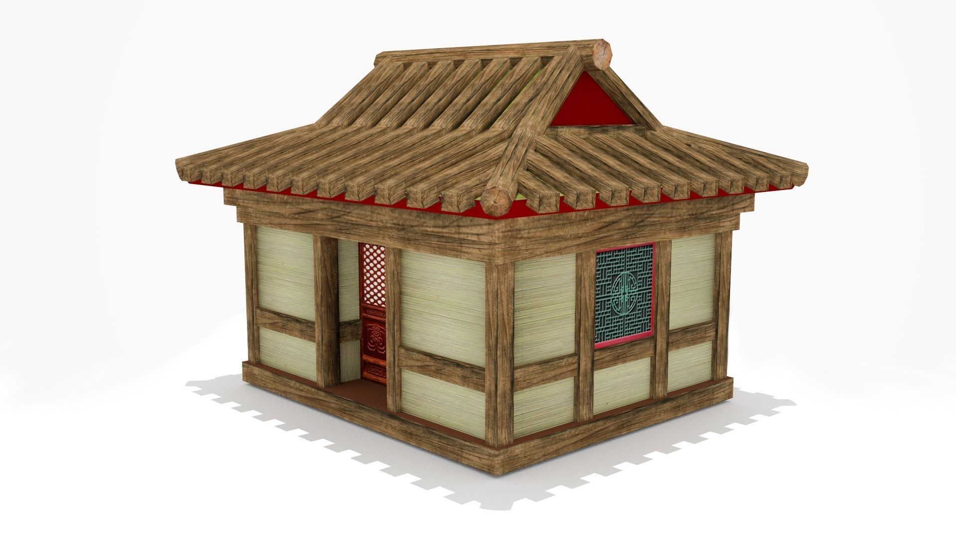 Chinese Old House Low-poly 3D model_5