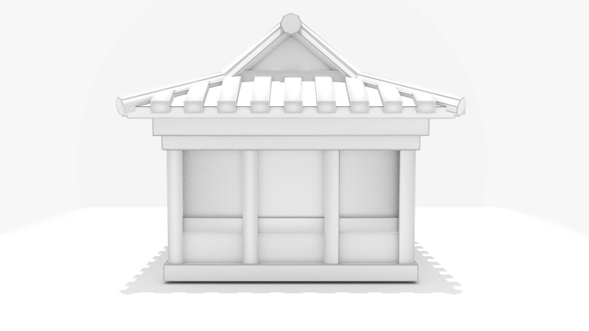 Chinese Old House Low-poly 3D model_7
