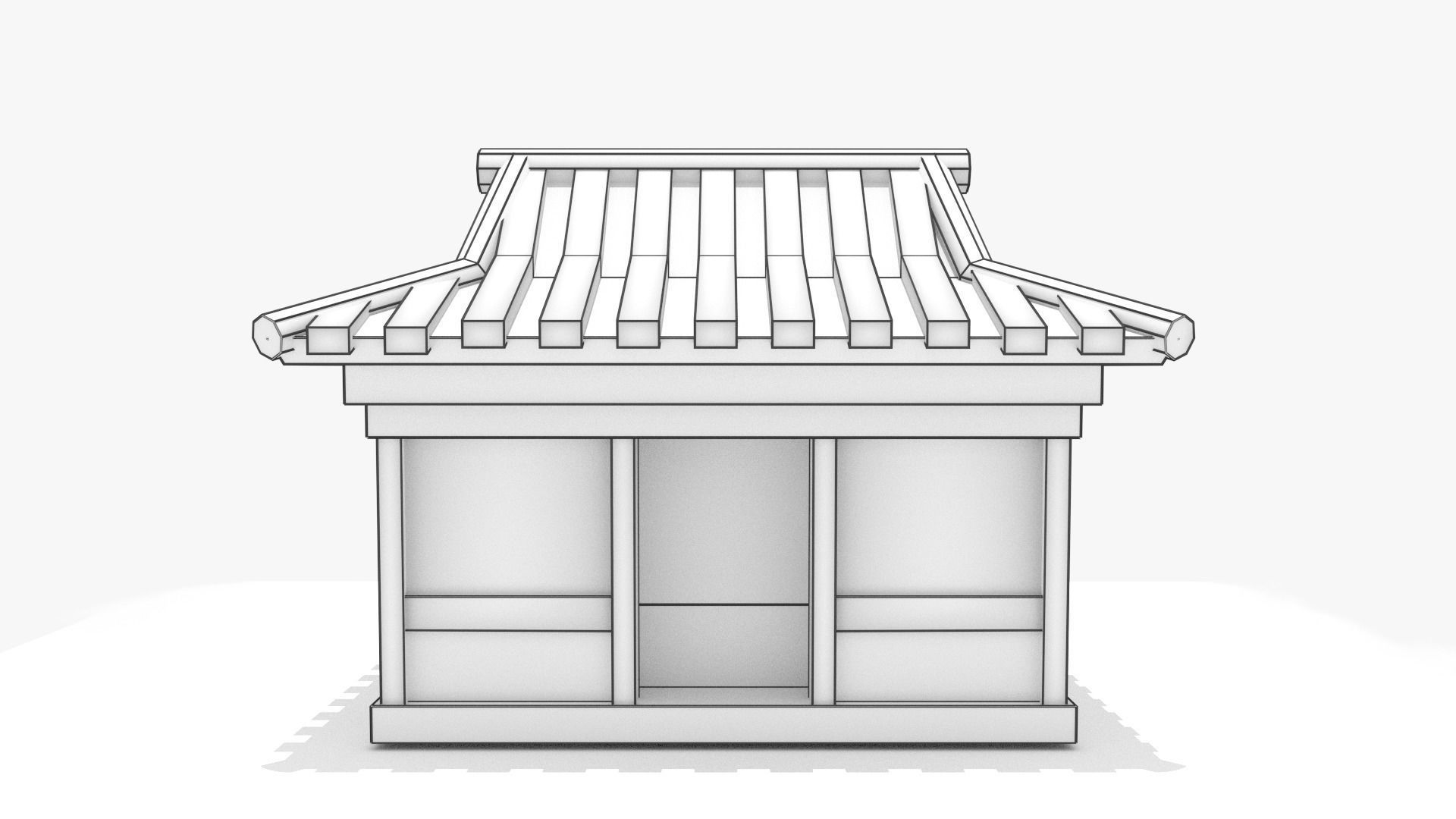 Chinese Old House Low-poly 3D model_3