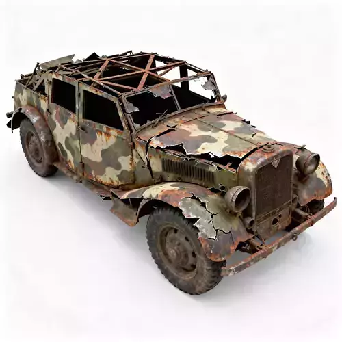 WWII British Armored Car Wreck 3D Model 3D Model