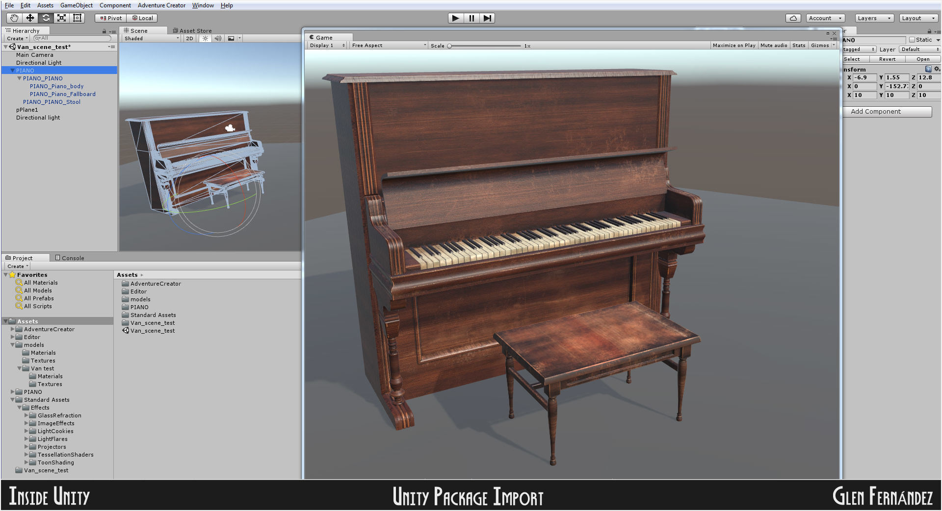 Old victorian wooden upright piano low poly -UPDATED Low-poly 3D model_14