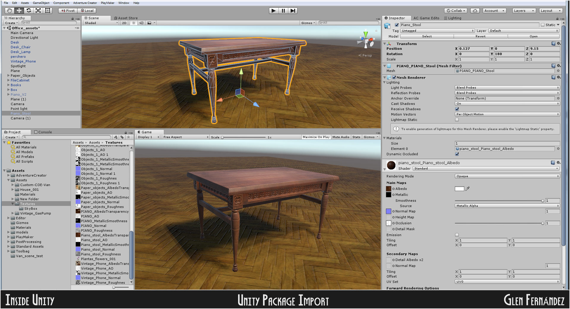 Old victorian wooden upright piano low poly -UPDATED Low-poly 3D model_10