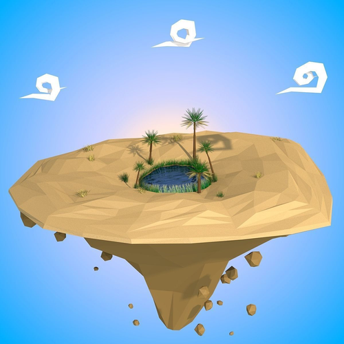 Floating Island Low-poly 3D model
