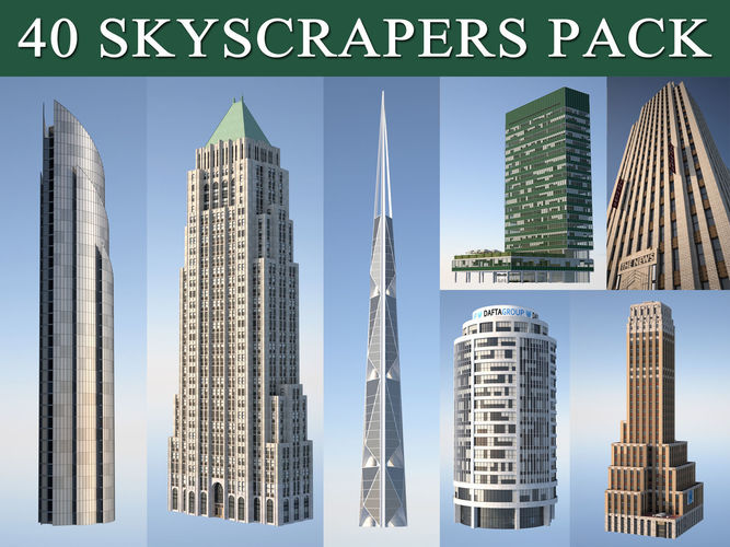Skyscraper Pack Low-poly 3D model
