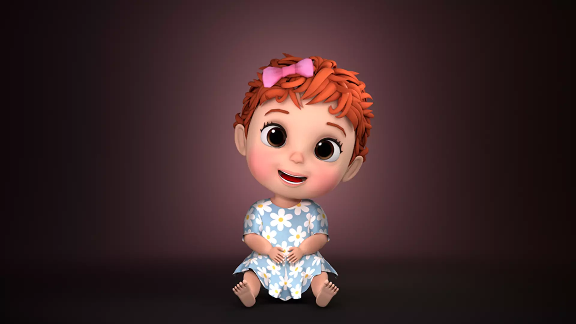 Stylized Baby Girl Rigged Cute Toddler Cartoon 3D model