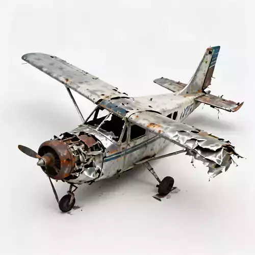 Overturned General Aviation Plane 3D Model