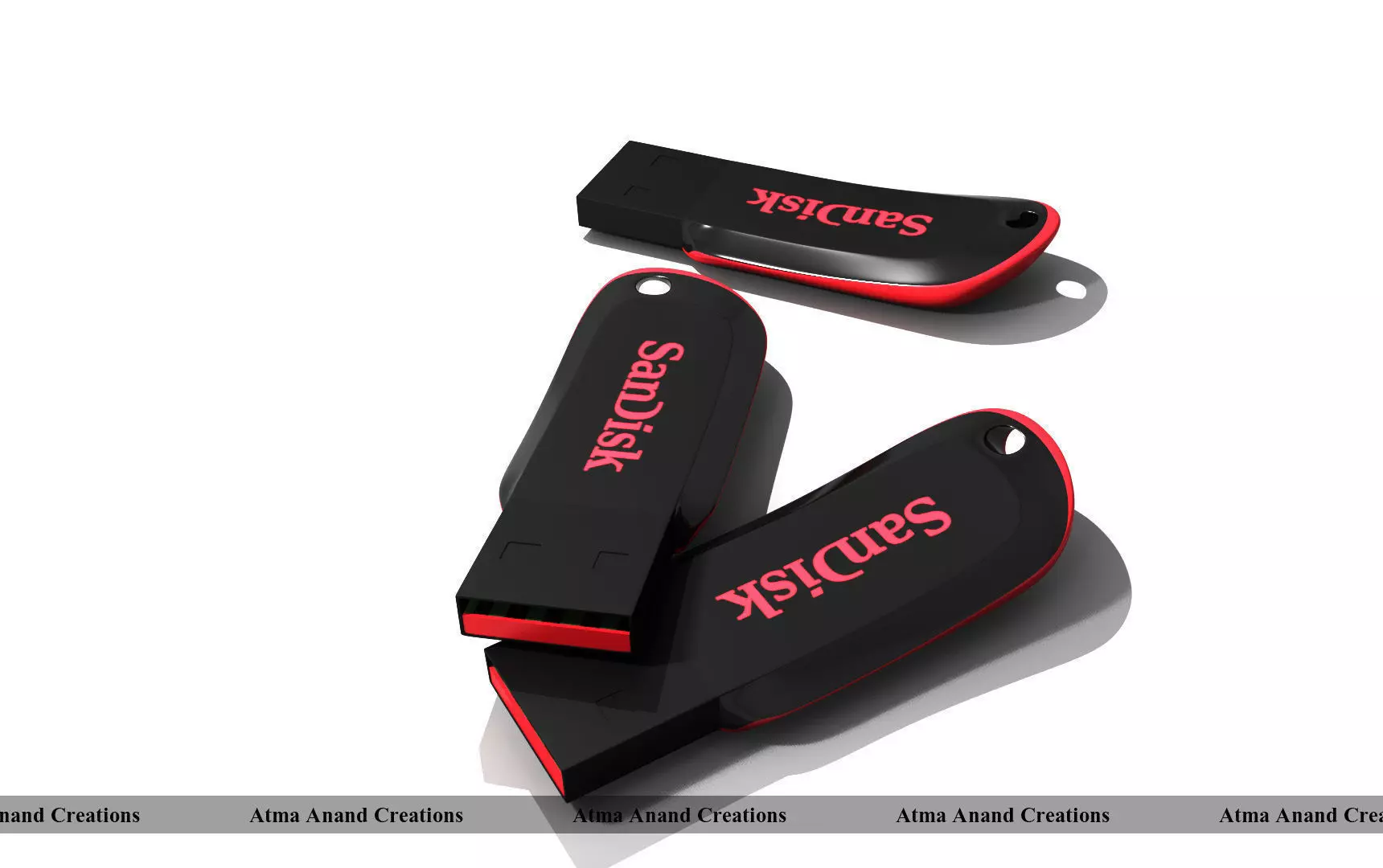 Sandisk Cruzer blade Low-poly 3D model_0