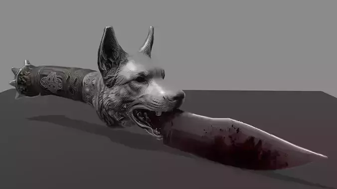 DVL3DStudio German Shepherd Survival Knife Dark  Low Poly GR
