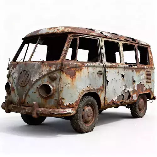 Junked Scrap Microbus 3D Model 3D Model