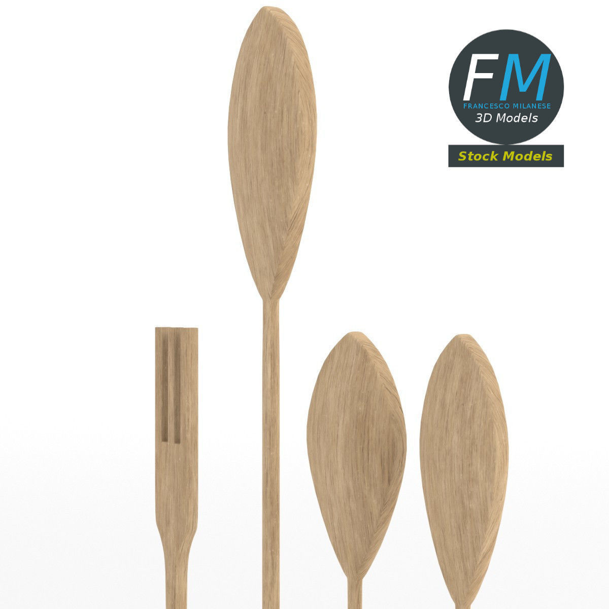 Wooden spoons and fork 3D model_4