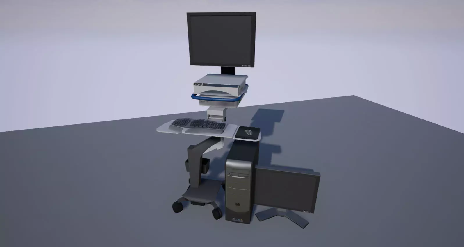 Hospital Computer Cart 3D model_0