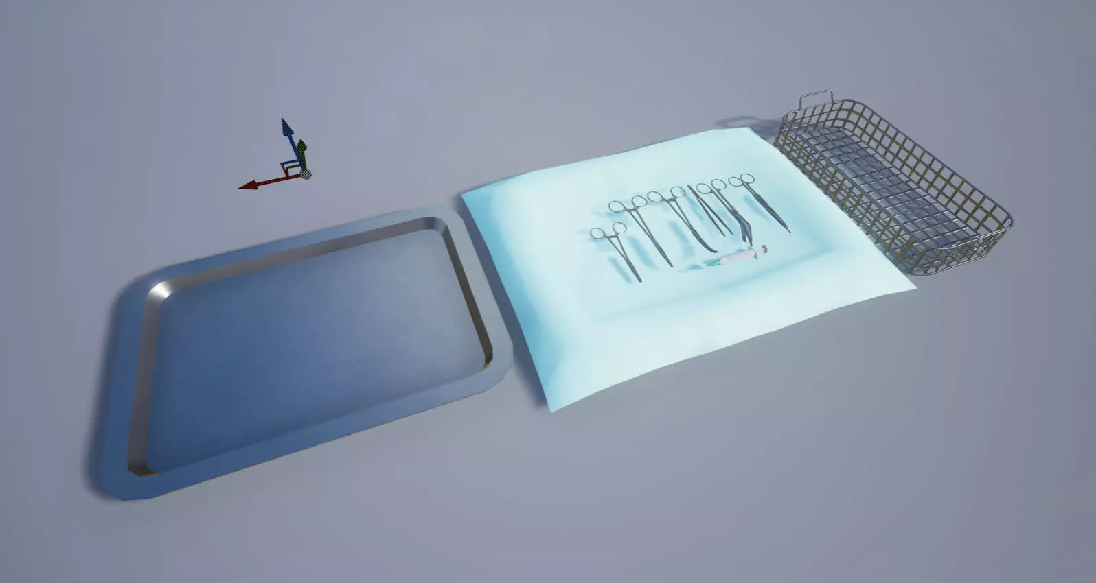 Hospital Surgery Trays and Instruments Low-poly 3D model_0