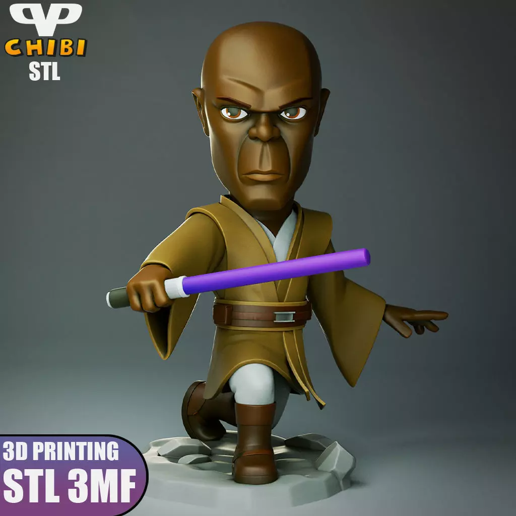 Mace Windu Chibi STL 3MF for 3D Printing 3DXM ChibiSTL 3D model 3D ...