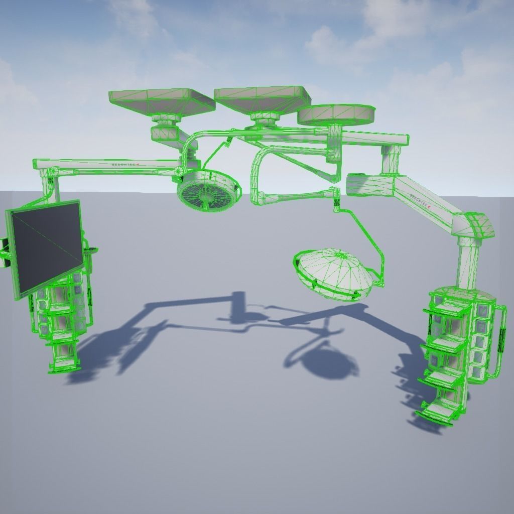 Operating Room Electronics and Lighting System Low-poly 3D model_4