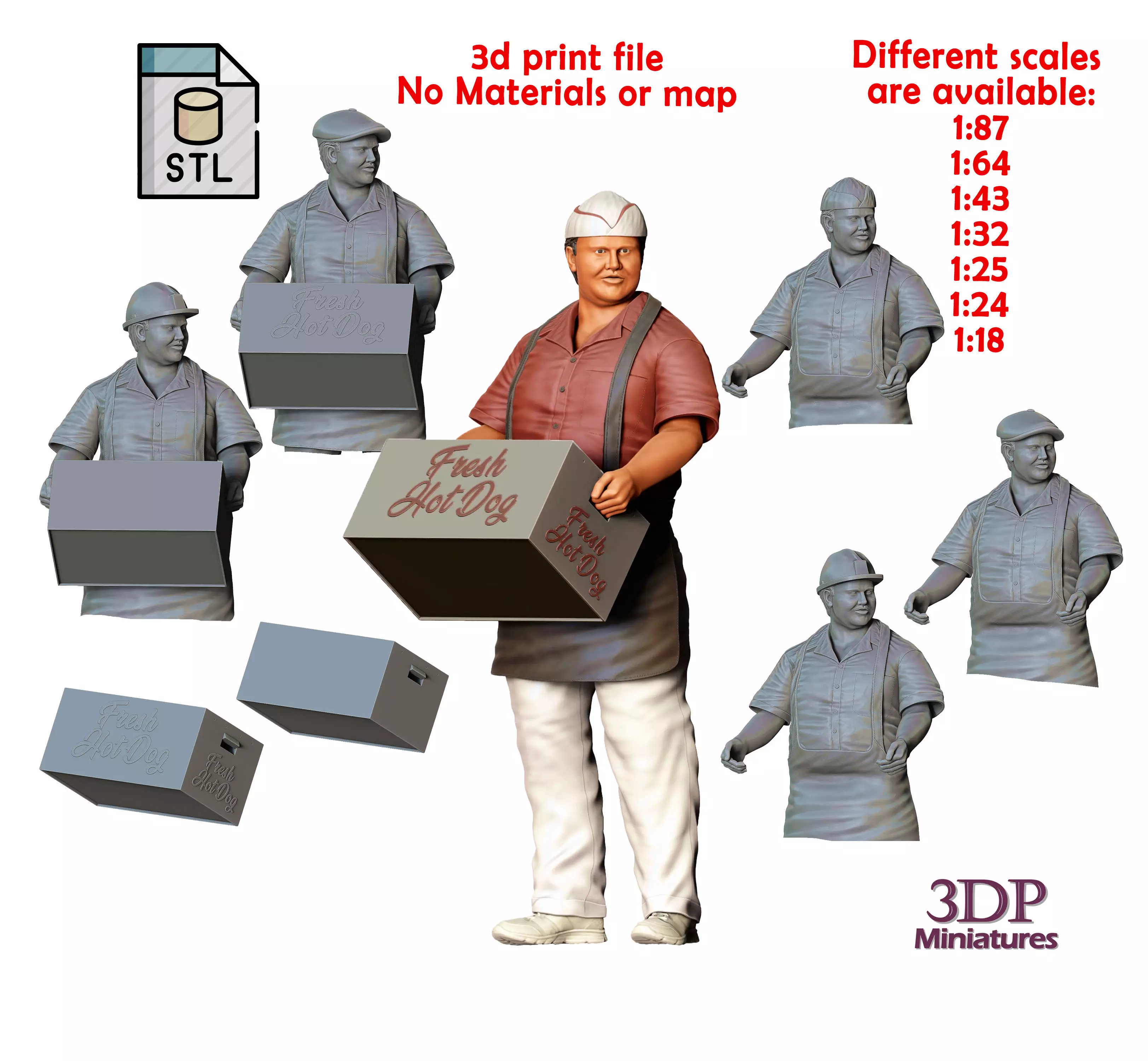 N3 Hot Dog Vendor with Tray 3D print model