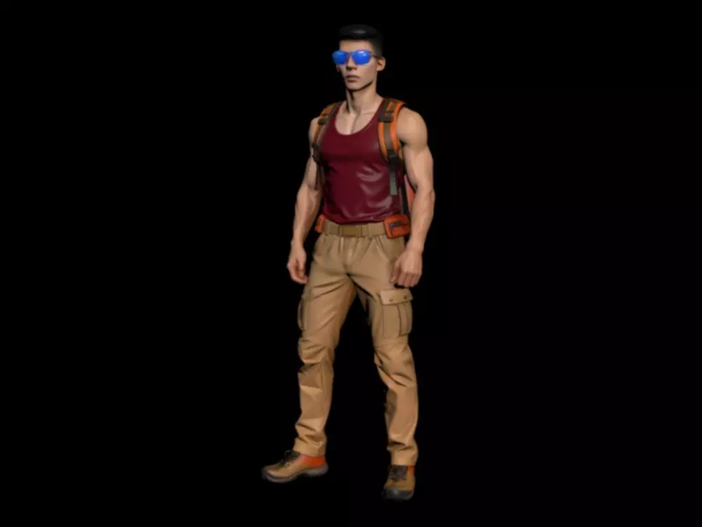 Outdoor male hiker 3D model