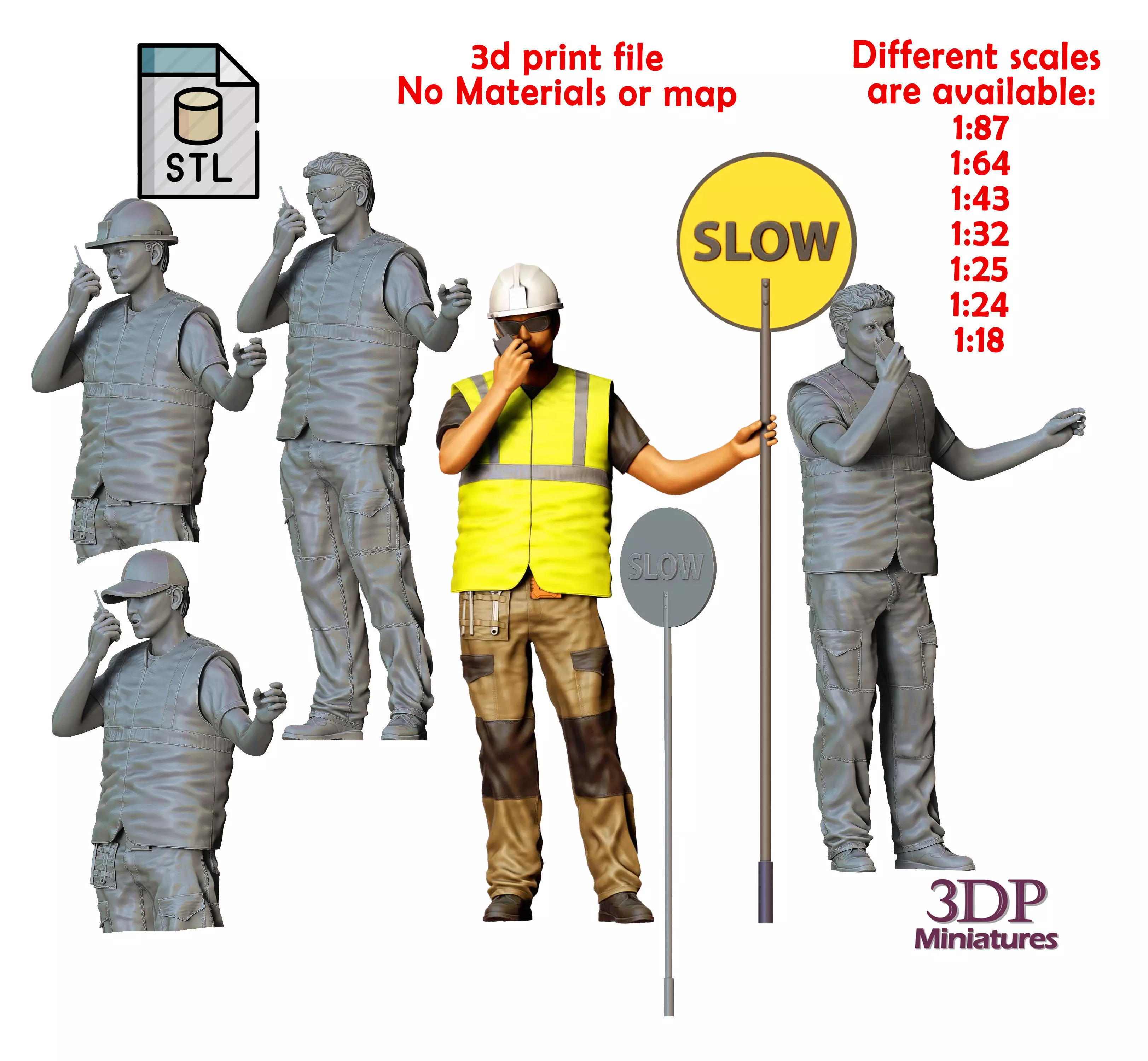 N2 traffic controller holding Slow Sign 3D print model