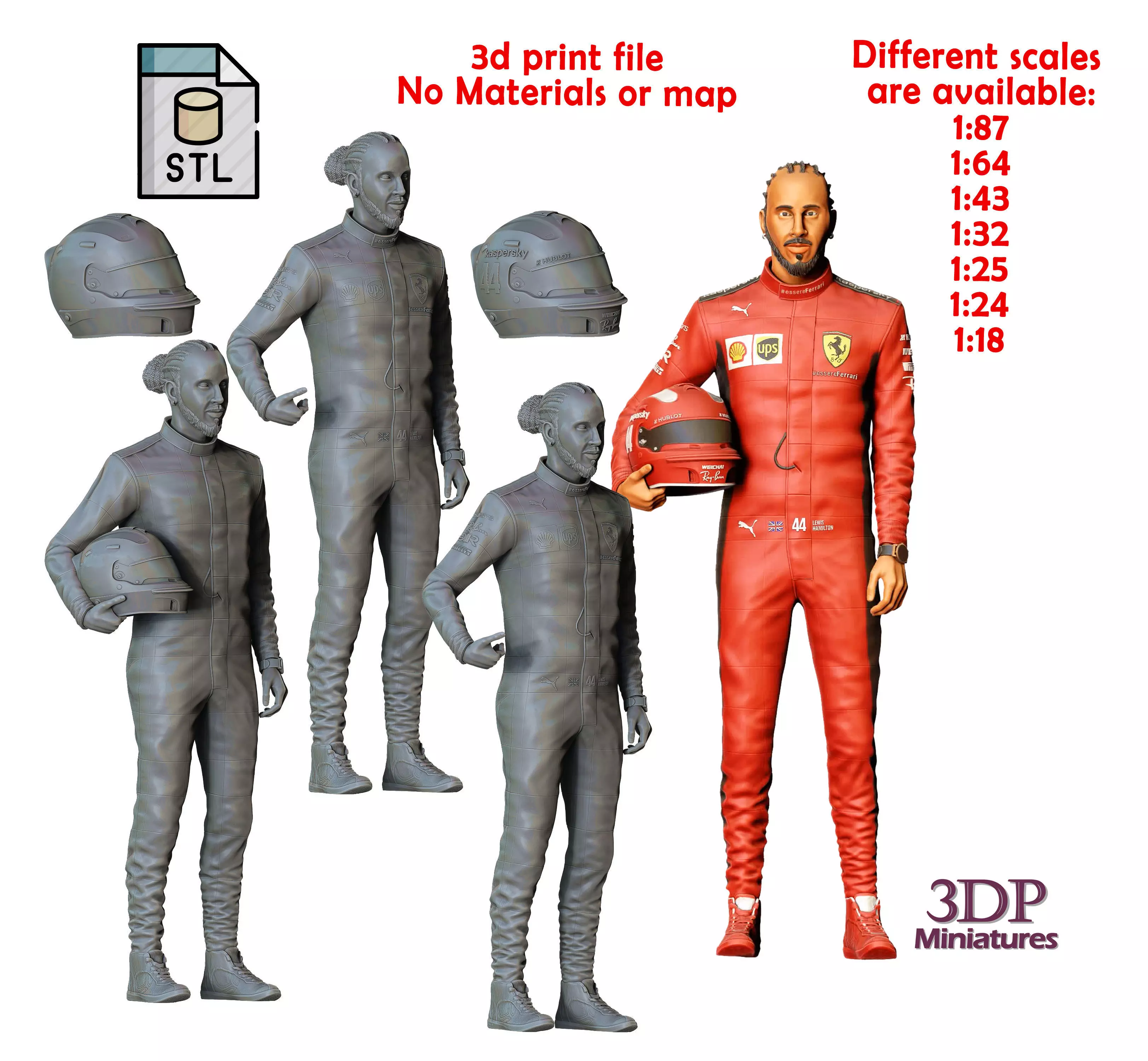 Lewis Hamilton racing driver 3D print model