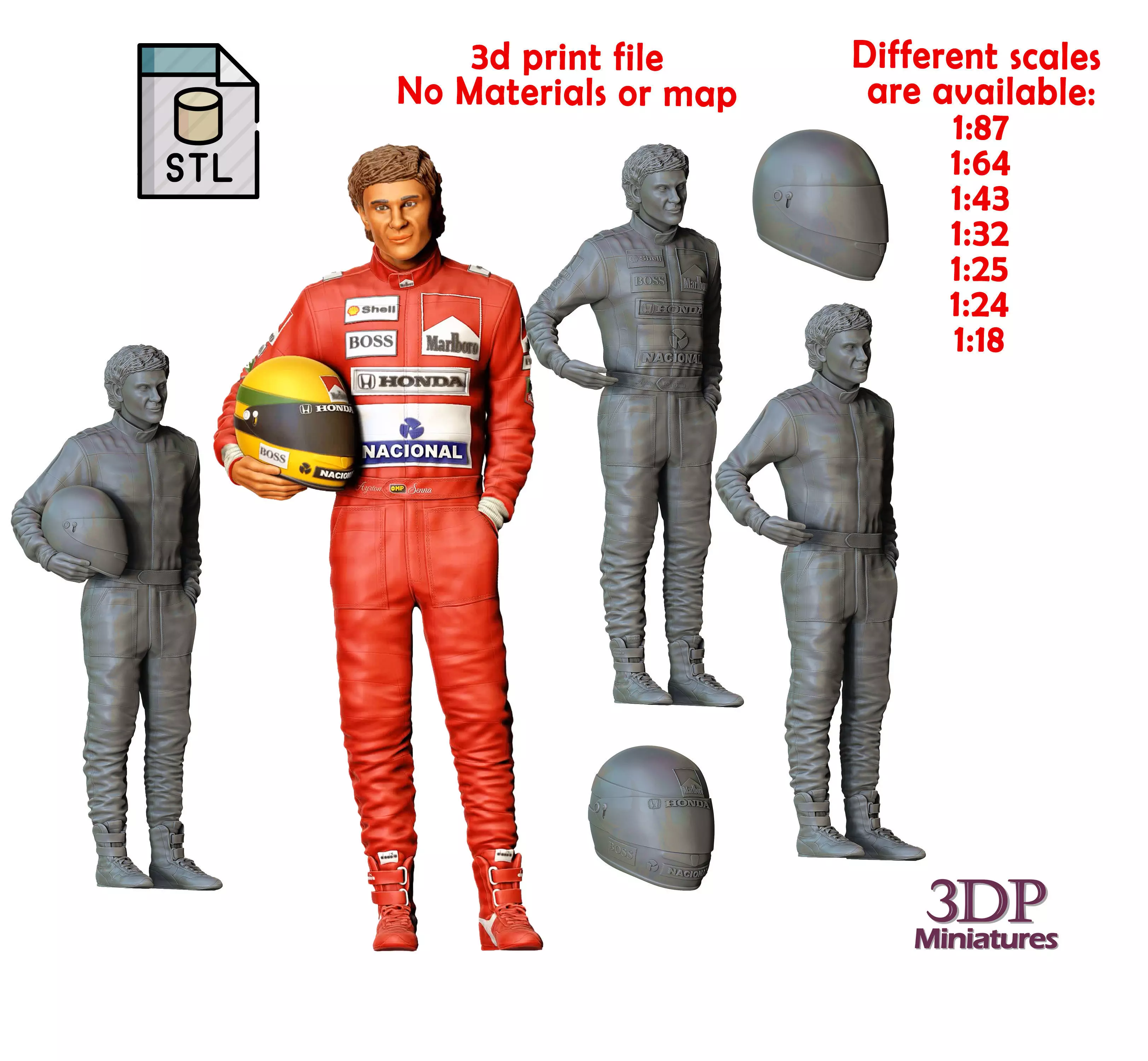 Ayrton Senna Racing driver 3D print model