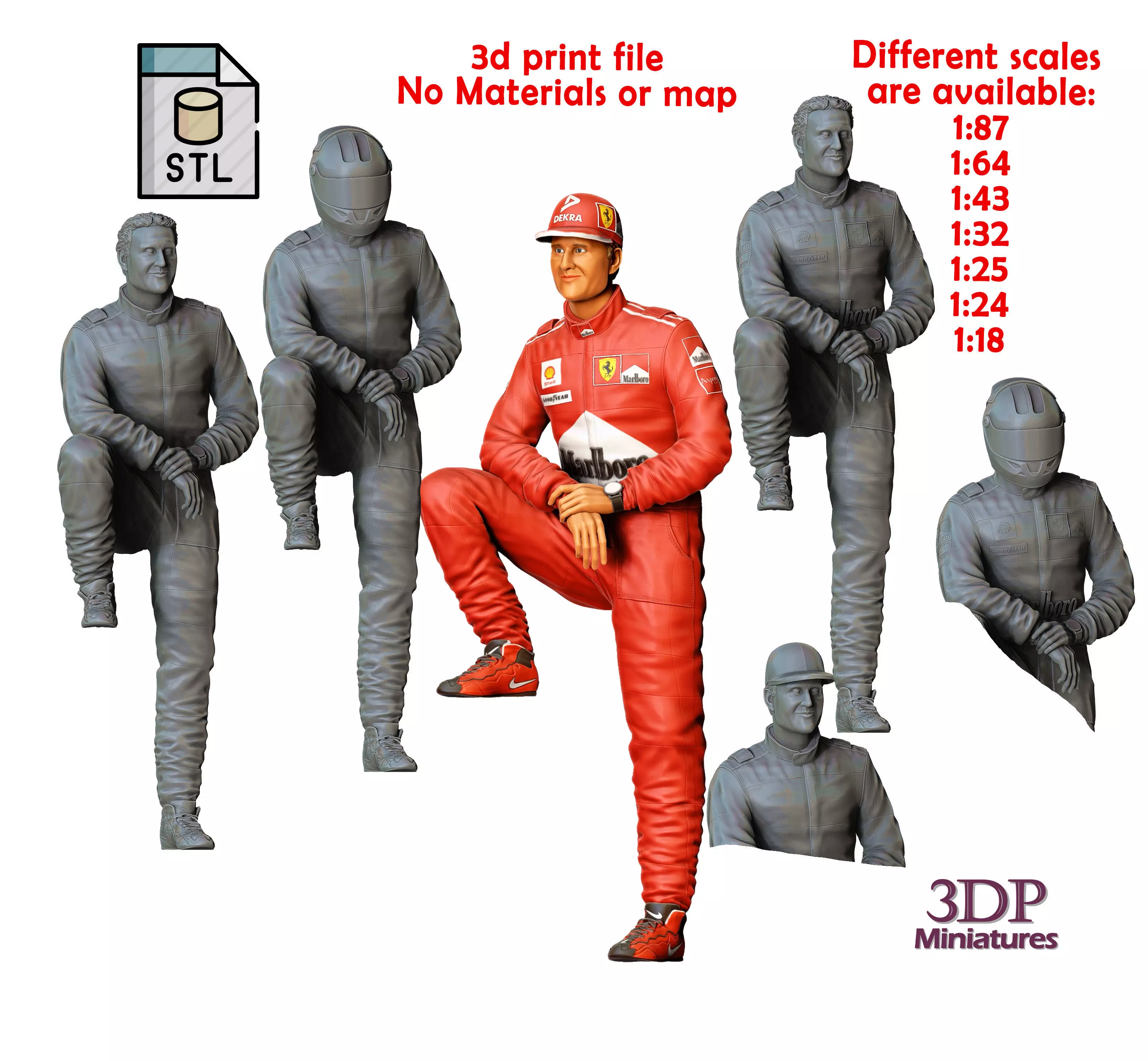Michael Schumacher racing driver 3D print model