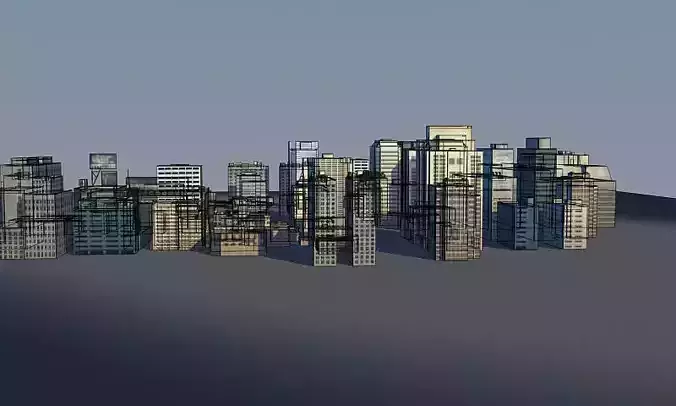 lowpoly buildings for distant cities 3D model