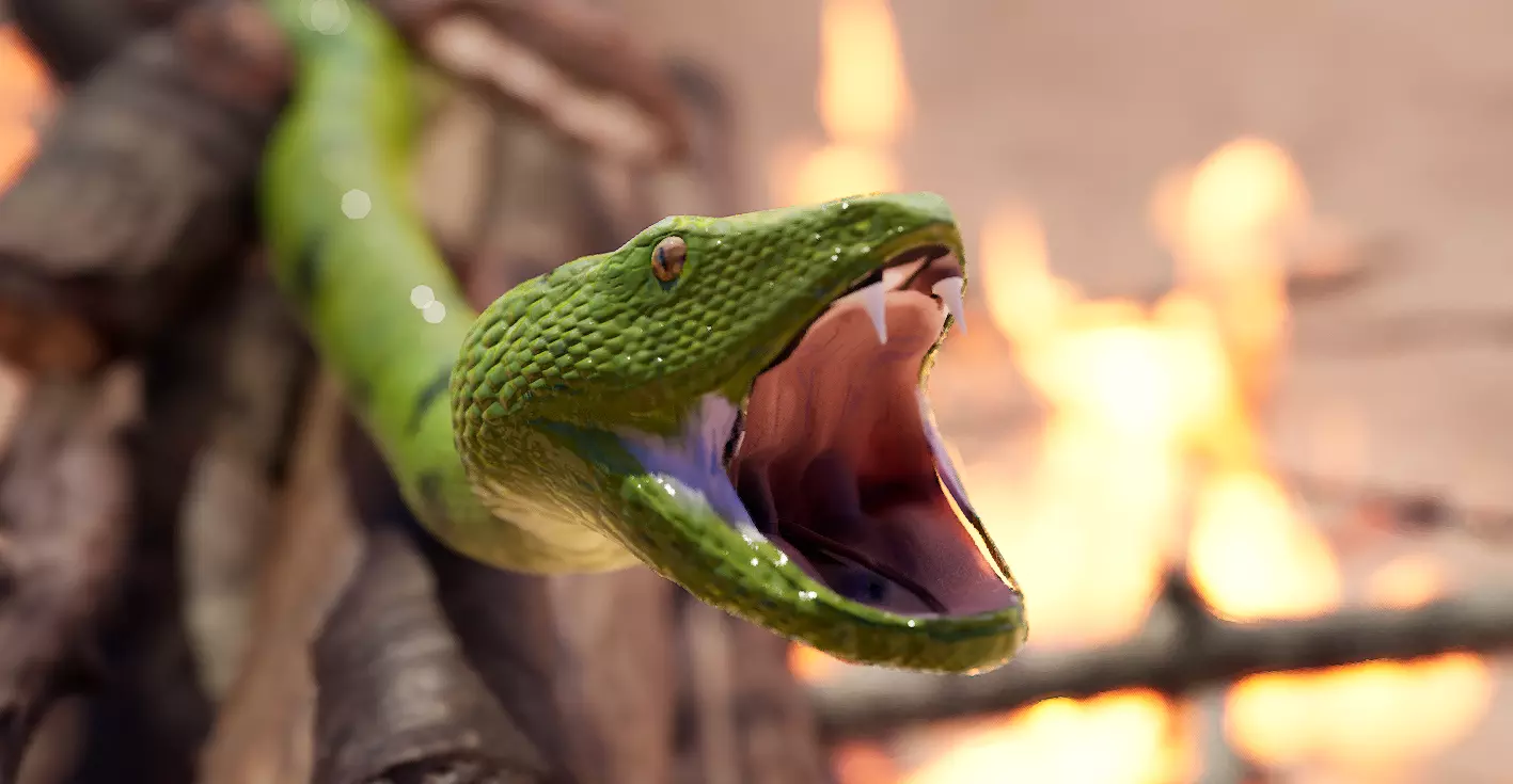 High Quality Animated Snake with Easy Spline Animation Lowpoly Low-poly 3D model